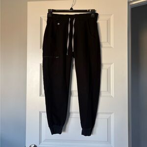 Women’s Figs Black Jogger Scrubs with White Drawstring Size Medium